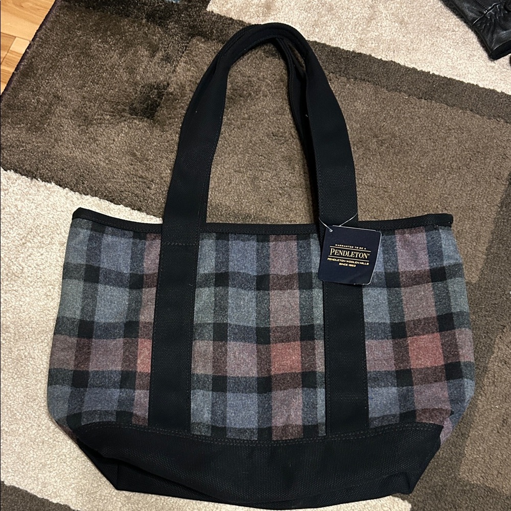 Pendleton Plaid Tote Bag - Black, Gray, and Red